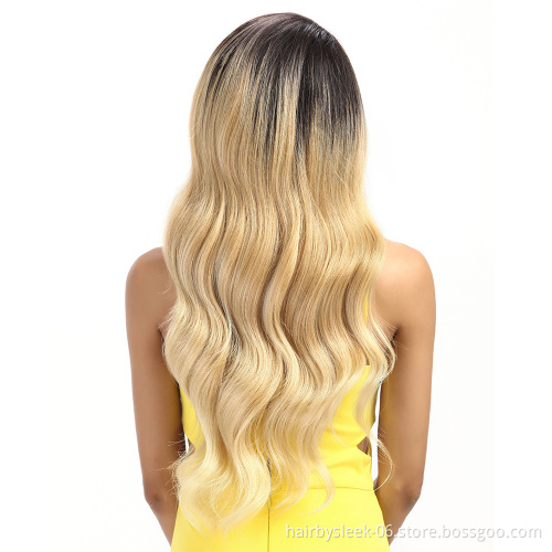 Rebecca Lace front synthetic wave hair wigs ombre color popular body wave high temperature 28inch long wavy wig